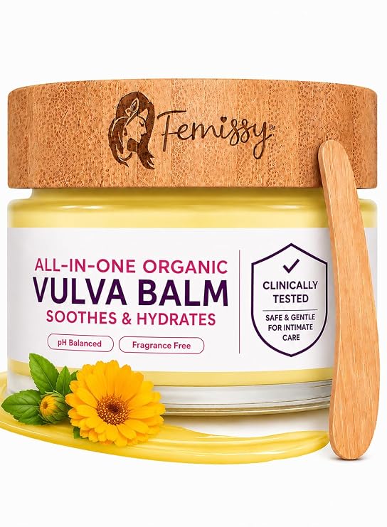 Vulva Balm for Vaginal Dryness, Itching & Irritation Organic Intimate Vaginal Moisturizer with Calendula & 11 Botanicals (No Mint, 2oz) Menopause & Sensitive Skin Care Soothes Redness & Chafing