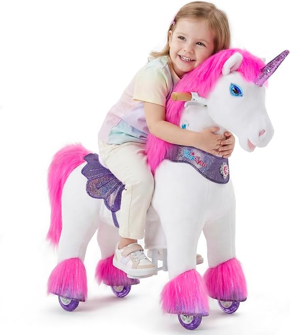 PonyCycle Ride on Unicorn for Toddlers, Pink Walking Unicorn, Age 3-4