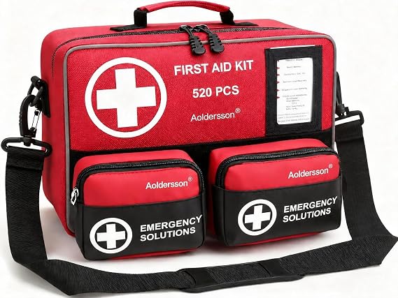 520 Premium Piece Large First Aid Kit Emergency Survival Kit for Car, Home, Camping, and Travel Compact Medical Kit for Roadside Emergencies, Outdoor Adventures, and Everyday Safety