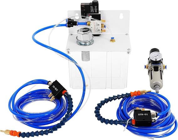 2 Nozzle Self-Priming Micro Fogger, Cooling Lubrication Spray Pump Kit Ys-Bpv-3000 Cutting Fluid Cooling Spray Pump Oil Mist System for CNC Lathe Milling Machine Drilling Tools (110v)