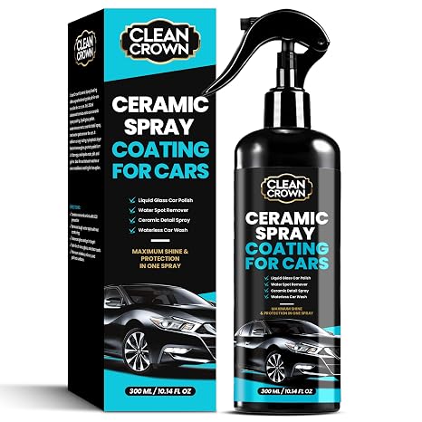 Ceramic Spray Coating for Cars, Advanced Liquid Glass Car Polish & Water Spot Remover for Cars, Ceramic Detail Spray & Waterless Car Wash for Maximum Shine (300 ml/10.14 fl oz)