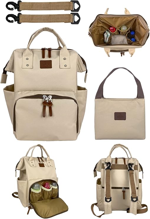 Stylo Star Suit Mother Baby Care Backpack + Thermos Bag-Beige