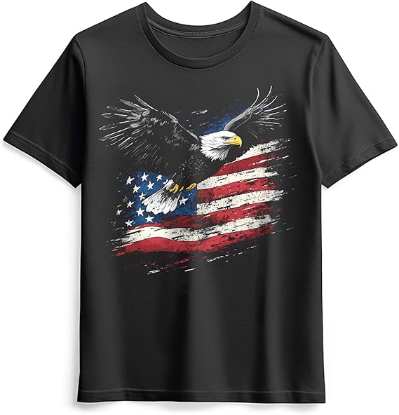 Casual American Flag Eagle T-Shirt for Men Patriotic T-Shirts Short Sleeve