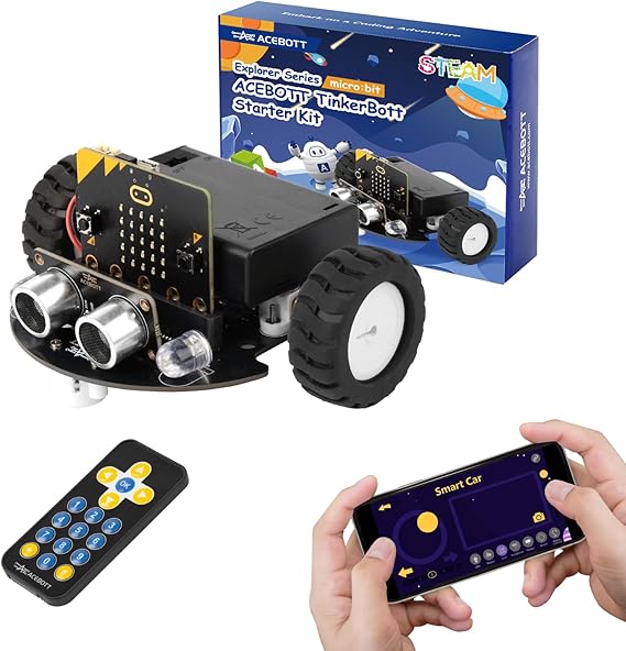 ACEBOTT Robotics for Kids Ages 812 12-16, Smart Robot Car Kit Compatible with BBC Micro:bit V2, STEM Toys Coding Robot Kit Compatible with Lego, Gifts for Kids and Teens(Not Included Micro:Bit)