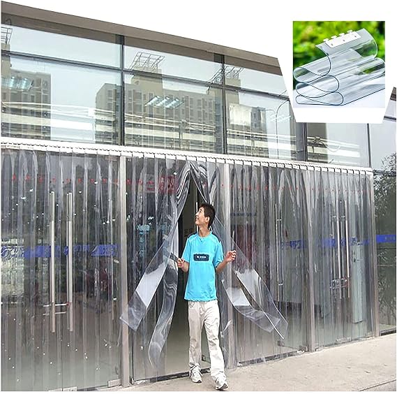 IBOWZ PVC Smooth Plastic Strip Door Curtain Plastic Curtain Strips Clear Industrial Strip Curtain PVC Slat Curtain Waterproof Door Curtain for Shop, Factory, Garage