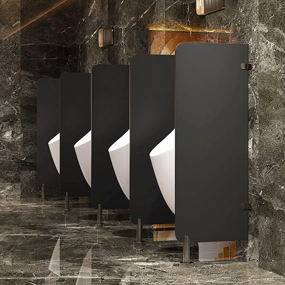 Men's Urinal Partition, Floor-Mounted Urinal Baffle, Urinal Screen Toilet Partition, with Stainless Steel Corner Code for Public Space, Bathroom, Hotel(Black,3Pcs)