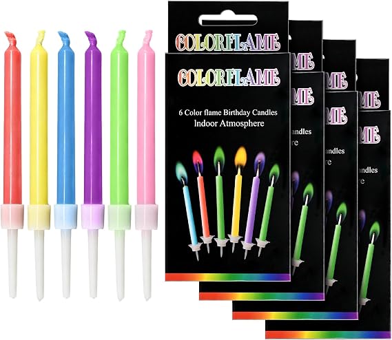 24 Piece Birthday Candles, with Holders Multicolour for Cake Decor