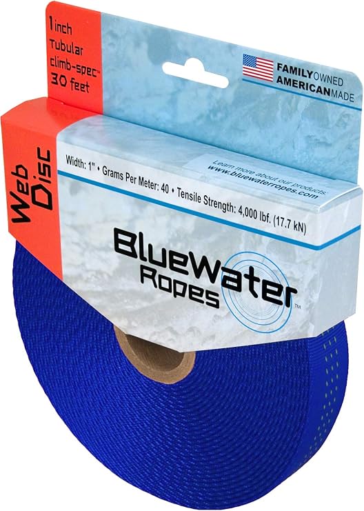 BlueWater PreCut Tubular Climb-Spec Webbing 1" x 30ft. - Royal Blue