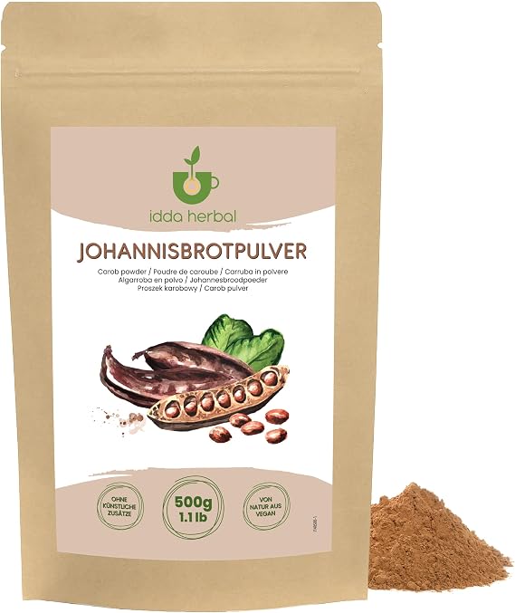 Carob Powder 500g 1.1 lb, Ground Carob Pods, Natural Sweetener for Desserts and Pastries