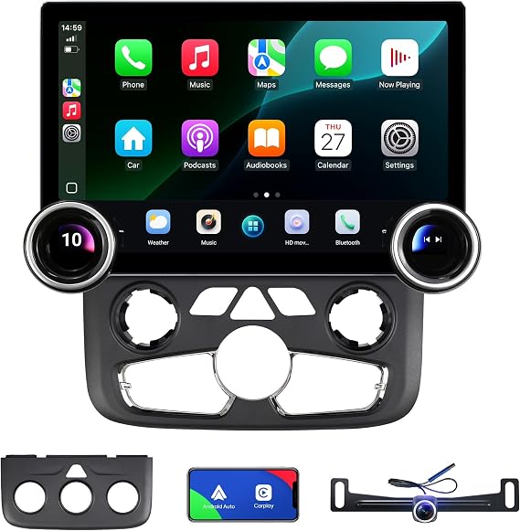 Touchscreen Car Stereo Radio for Dodge Ram 1500 2500 3500 2013-2018,Wireless CarPlay Android Auto GPS Navigation Head Unit Replacement,Manual & Auto Climate Control (with knobs, 6+64G)