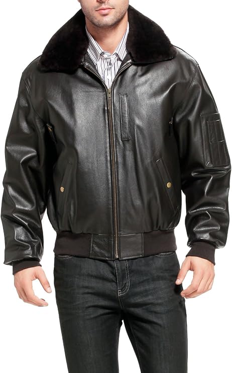 Landing Leathers Men Air Force B-15 Leather Flight Bomber Jacket (Also available in Big & Tall)