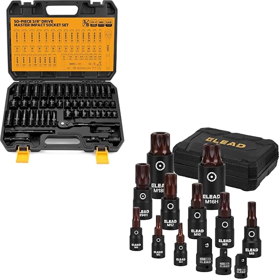 13-Piece XZN Triple Square Spline Bit Impact Socket Set & 50-Piece 3/8'' Drive Impact Socket Set