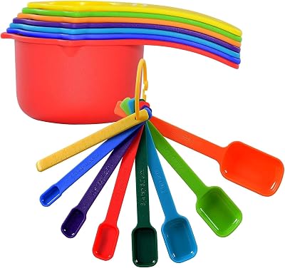 Measuring Cups and Spoons Set of 15,Assorted Colors