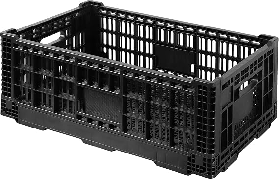Collapsible Storage Bin Containe,52 Liter Transferheavy duty plastic storage box ,milk crates heavy duty Transit storage of various items black (1)