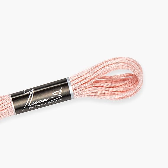 Premium Embroidery Thread Luca-S, 100% Giza Cotton, Oeko TEX Certified Stranded Cotton - 01 / DMC 3713 / Anchor 1020