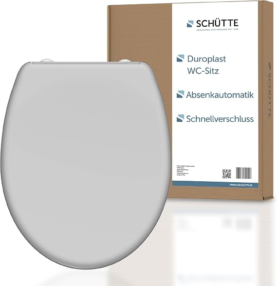 SCHÜTTE Toilet Seat Grey with Soft-Close Mechanism, Toilet Lid with Quick Release for Easy Cleaning, Duroplast Toilet Lid (Max. Load of The Toilet Seat 150 kg)