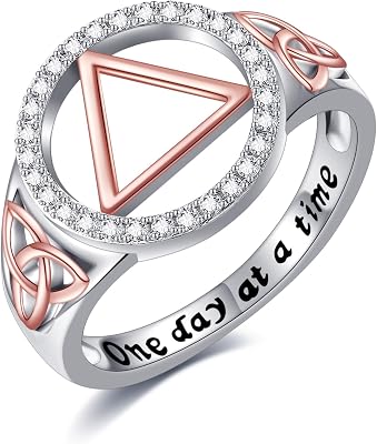 NAAA Sobriety Gifts 925 Sterling Silver Alcoholics Anonymous Ring Celtic Stay Sober Recovery Rings Alcoholics Anonymous Gifts for Women Friend