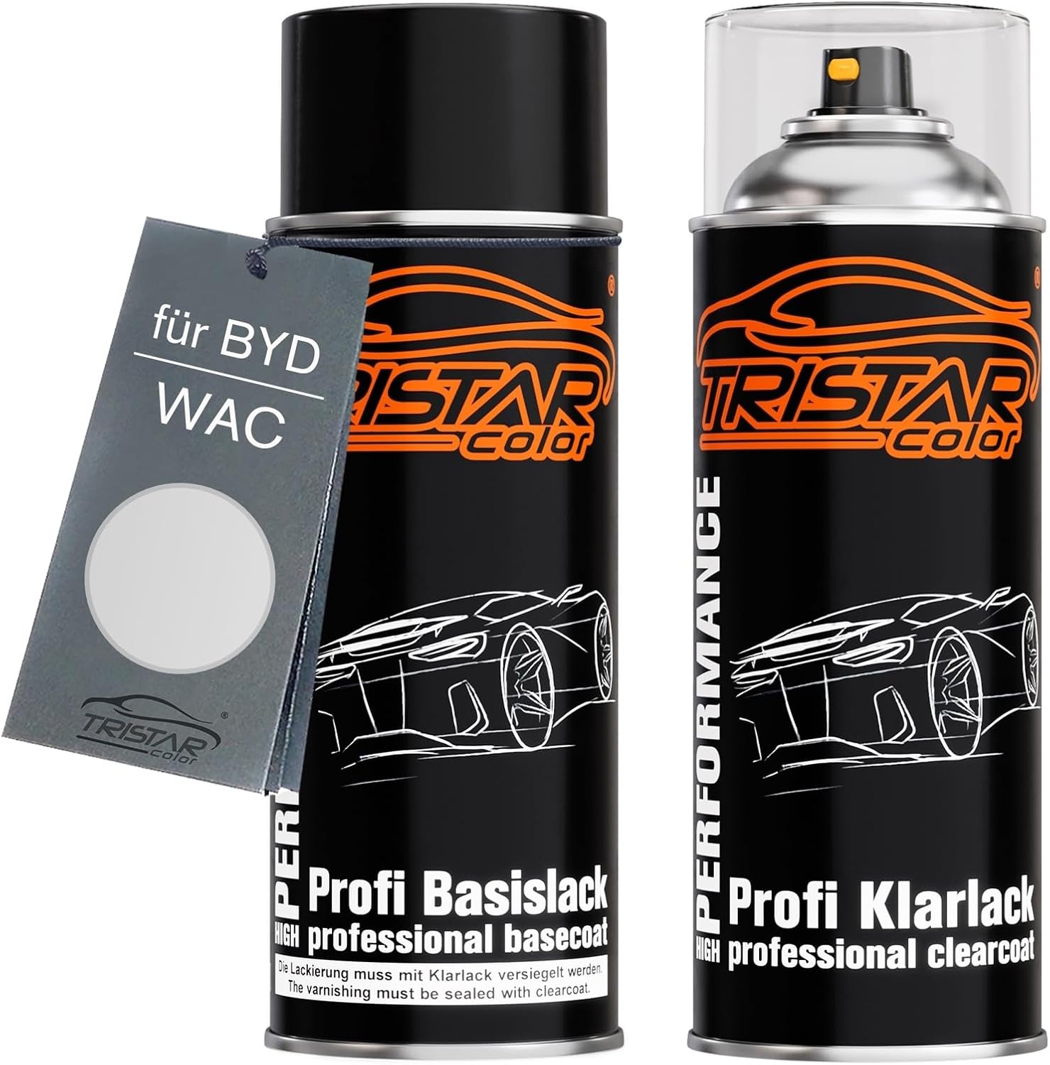 TRISTARcolor Car paint Spray can set for BYD WAC Dodo White Metallic Base coat clear coat spray can 400ml