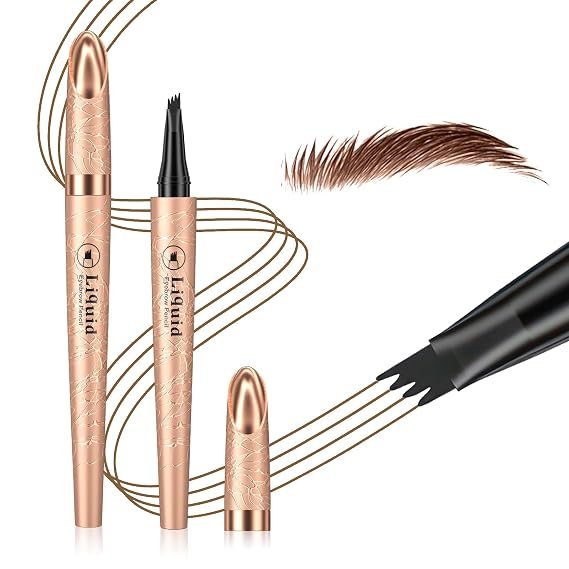 Microblading Eyebrow Pen with 4 Micro-Fork Tip Waterproof Dark Brown
