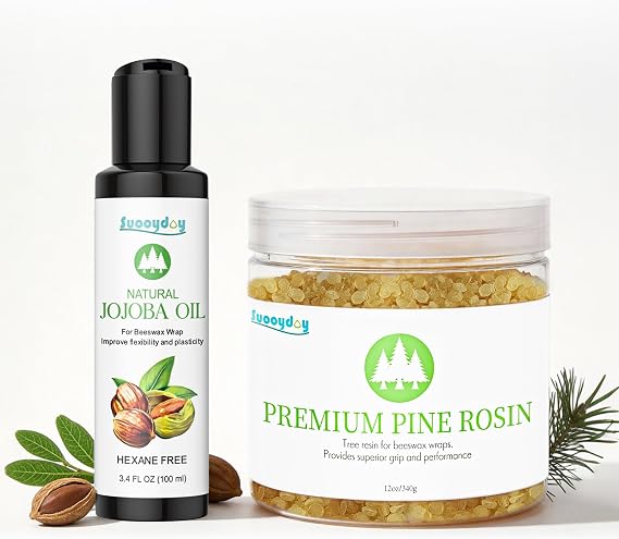 Suooydoy 12oz Pine Rosin with Jojoba Oil Natural Pine Resin for Beeswax Wraps Food Grade Good Grip and Performance Ideal for Musicians Athletes Dancers and DIY Projects