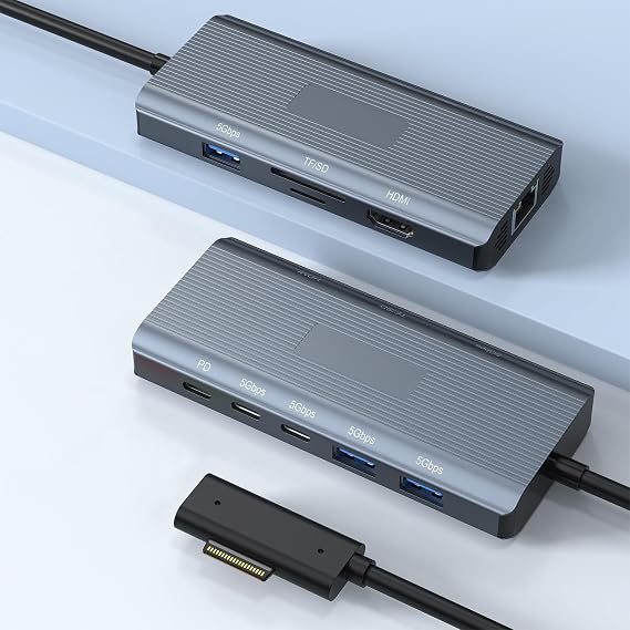 New MS Surface Dock, 11-in-1 Surface Docking Station 4K@60HZ HDMI, Surface Travel Hub for Surface Pro 11/10/9/8/X/7/6/5/4/3, Surface Laptop 6/5/4/3/2/1, Laptop Go 3/2/1, Surface Book