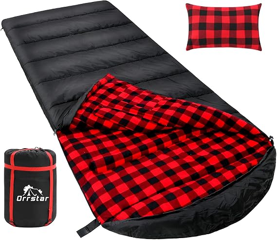 Sleeping Bag Cold Weather Sleeping Bags for Adults 0 Degree Sleeping Bag with Pillow Extra Large Flannel Big and Tall XXL Warm Winter Zero Degree Camping