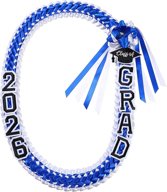 Graduation Leis Class of 2026 Handmade | Ribbon Leis for Graduation, Braided Necklace for College High School, Graduation DIY Decors Party Supplies, 47.2In