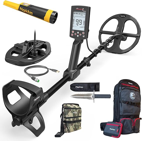 Nokta The Legend 2 Simultaneous Multi Frequency Metal Detector, Waterproof Detector for Adults with Wireless Headphones and 2 Search Coils, DETECTOBAG Backpack, ACCUPOINT, Premium Digger& Finds Pouch