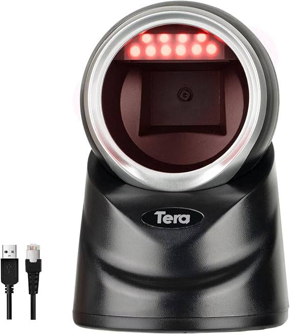 Tera Barcode Scanner Handsfree Omnidirectional: 2D USB Adjustable Head 9100