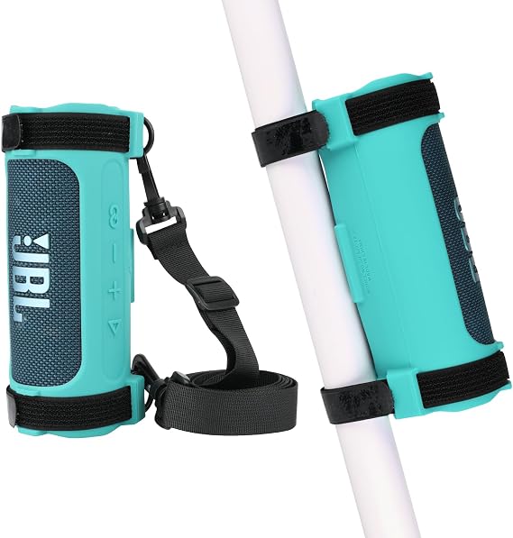 Silicone Case Cover Compatible with JBL Flip 6 Speaker, Protective Case JBL Flip 6 Travel Speaker Sleeve with Shoulder Strap and Bike Strap for Bike Golf Cart Railing (Light Green)