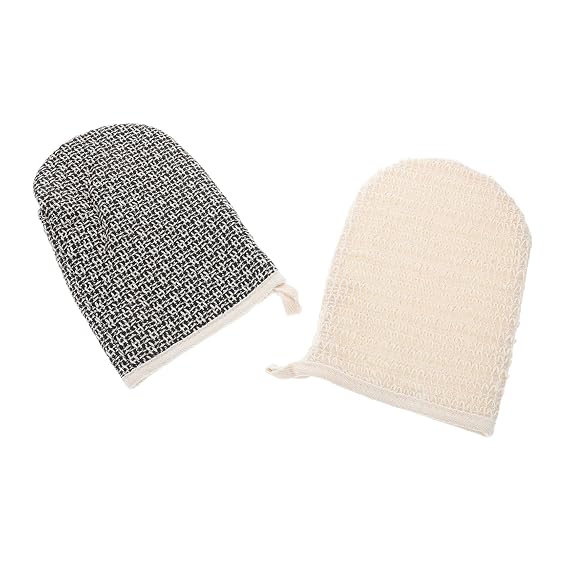 2pcs Bath Shower Mitt Exfoliating Mitt Scrubbing Glove Deep Exfoliating Bath Gloves for Men and Women Sisal Scrubber Brush