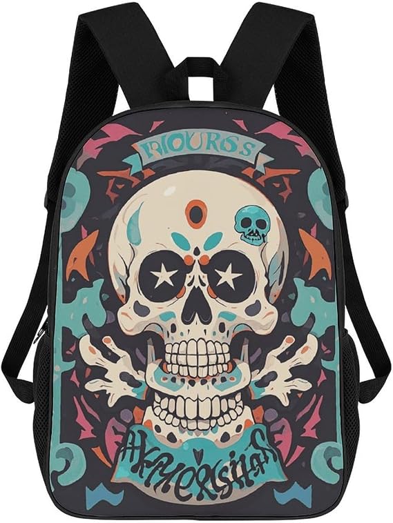Travel Backpack for Men Women Carry On Backpack 17 In Laptop Backpack Rock 'n' Roll Skull Backpack for Work Hiking, XB0604022