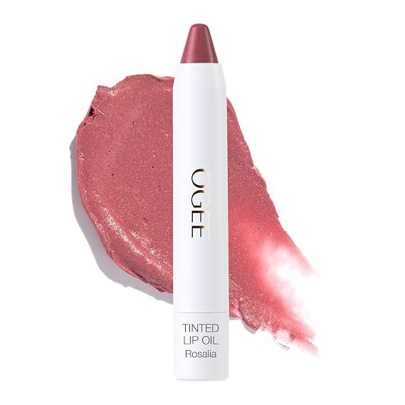Ogee Tinted Sculpted Lip Oil - Lip Stain Made with 100% Organic Coconut Oil, Jojoba Oil, and Vitamin E - Best as Lip Balm, Lip Color or Lip Treatment - ROSALIA