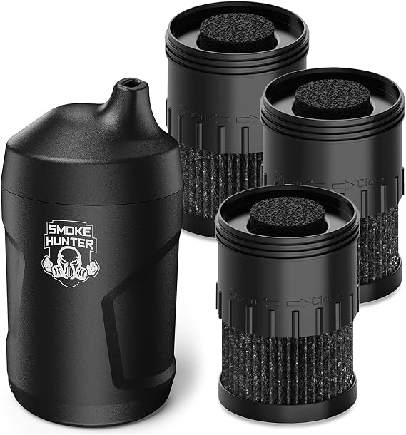 Smoke Hunter Personal Smoke Filter (Sploof) with Replaceable Cartridge | Trap Smoke and Odor | Zero-Leak Mouthpiece | 1000+ Uses | 360 Airflow Design | Smoke Filter for Smoking Indoors