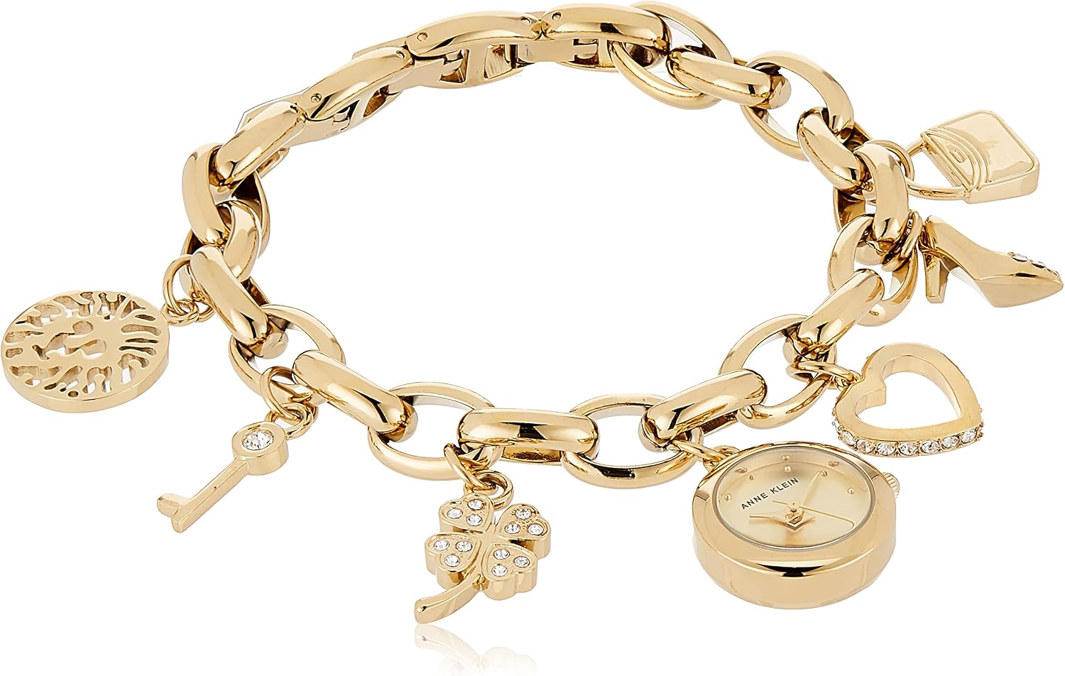 Anne Klein Women's Premium Crystal Accented Charm Bracelet Watch