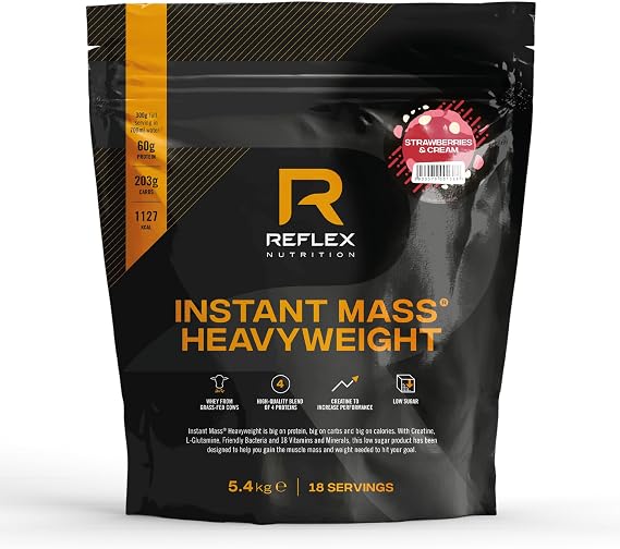Reflex Instant Mass Heavyweight Mass Gainer, Strawberries & Cream, 5.4kg