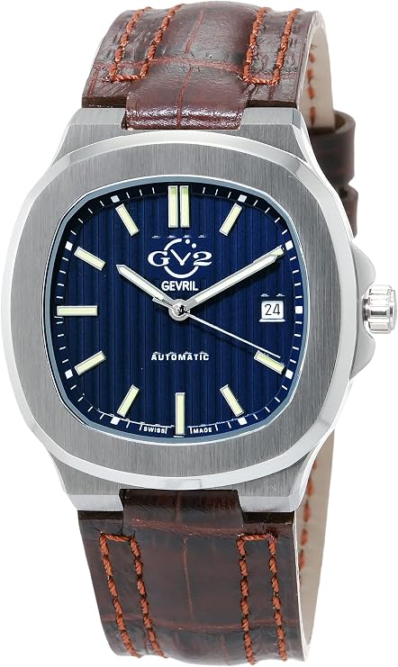 GV2 Men's Swiss Automatic Watch from The Potente Collection, Genuine Hand Made Italian Leather Strap