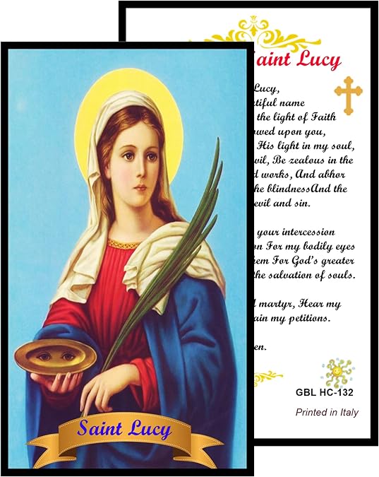 Gifts by Lulee, LLC Chaplet of Saint Lucy Patron Saint of People with Vision Problems Glass Beads Aves and a Mirafiori Bead Pater Noster Includes a Blessed Prayer Card