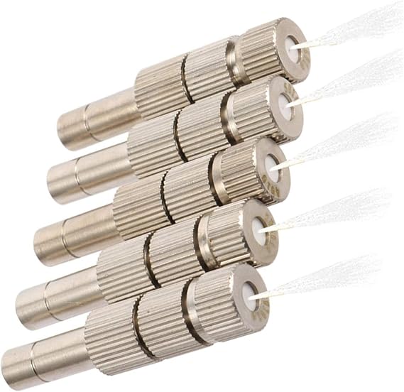 100pcs Misting Nozzles for Cooling System, 6mm Quick Connect Mister Heads, Water Mister Nozzles, Brass Sprinkle Fog Nozzles for Patio Garden 0.004-0.020Inch Sprayer Irrigation Tool Kit