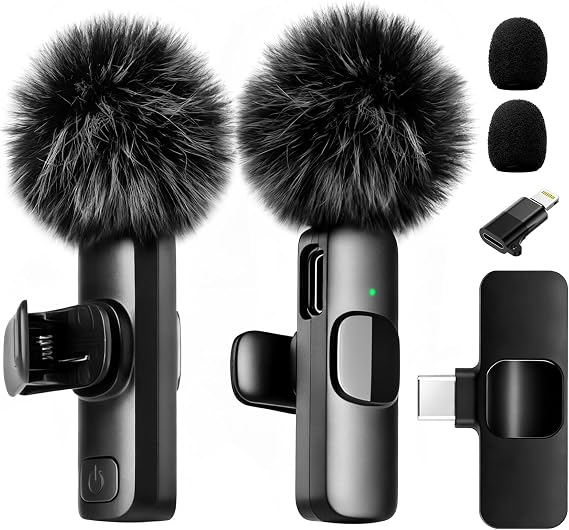 Wireless Lavalier Microphone Bluetooth for iPhone iPad Android