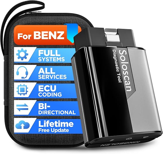 KINGBOLEN Soloscan Car Diagnostic Tool for BENZ/for Maybach/for Sprinter,Full System OBD2 Bidirectional Scan Tool with 50+ Reset,Active Test,ECU Coding,Bluetooth 5.2,Lifetime Free Update.