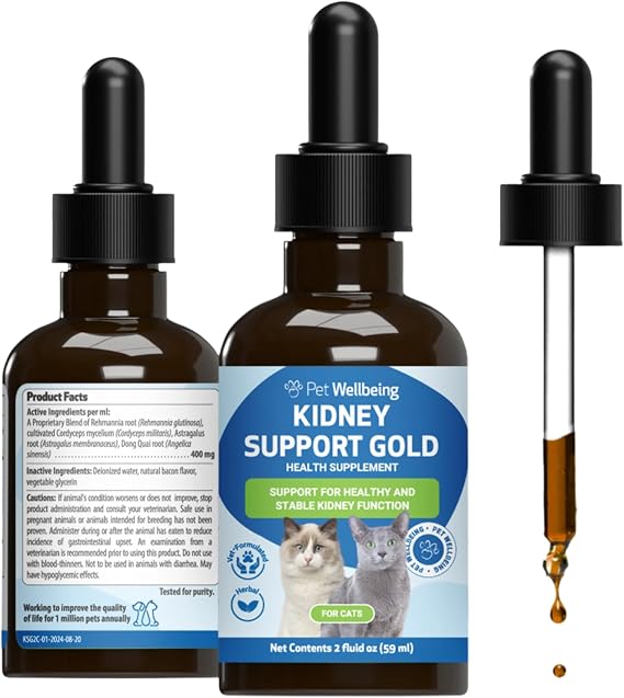 Pet Wellbeing Kidney Support Gold for Cats - Kidney Care & Hydration, 2 oz