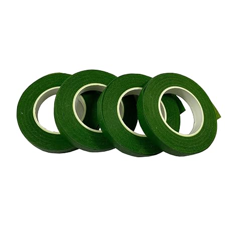 zYoung 4 Rolls Floral Tape 1/2inch Flower Tape Dark Green Floral Tape for Bouquets Floral Arranging Stem Wrap Craft
