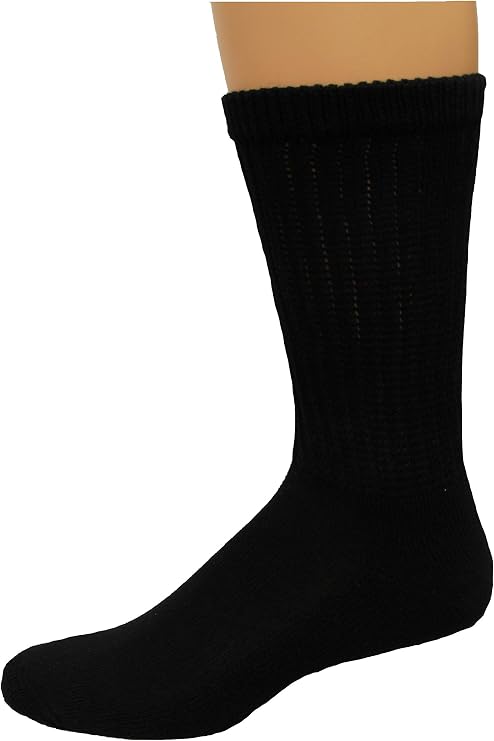 MediPeds Coolmax Unisex Crew Socks 3 Pair, Black, Men Shoe 7-12 / Women Shoe 10-13