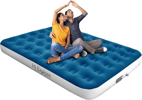Air Mattress Full with Built in Pump Raised, with Comfort Plush, Inflatable Blow Up Mattress, for Home, Guests, Camping,(Blue, 10 Height)