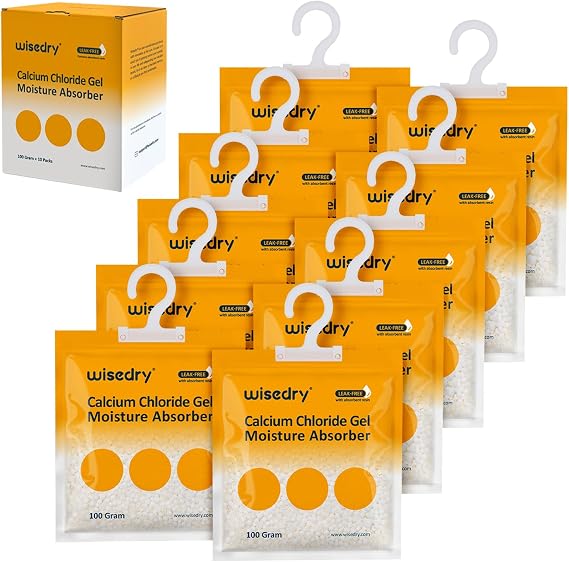 Wisedry Moisture Absorbers 100G (Pack of 10), 100% Leakproof Dehumidifier Bags, Fragrance-Free Disposable Humidity Absorbers for Closet, Basement, Home