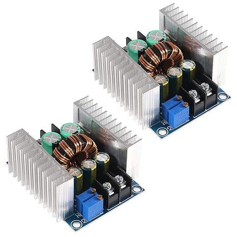 2PCS 20A 300W CC CV Step Down Module Adjustable DC 6-40V to 1.2-36V Voltage Regulator Buck Converter Constant Current Power Module Charging LED Drive with Short Circuit Protection