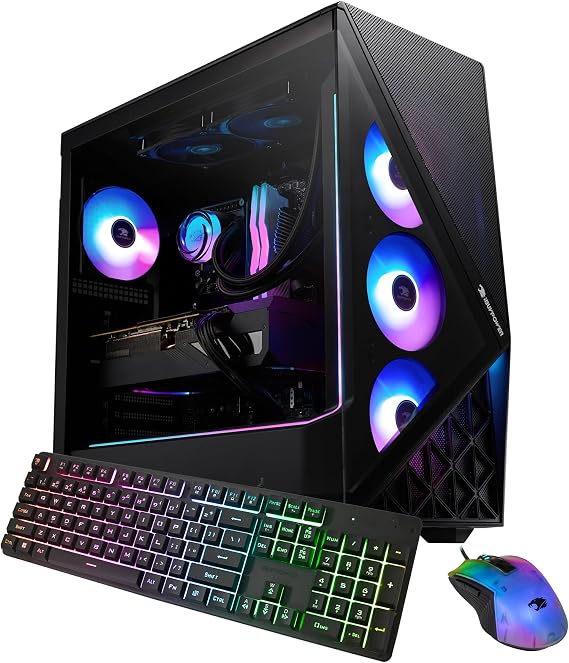iBUYPOWER Slate Black Gaming PC Desktop Computer AMD Ryzen 7 7800X3D CPU, AMD Radeon RX 9070XT 16GB GPU, 32GB DDR5 RGB 5200MHz RAM, 1TB NVMe SSD, Windows 11 Home, Gamer Keyboard, Mouse - SBA7R97XT01