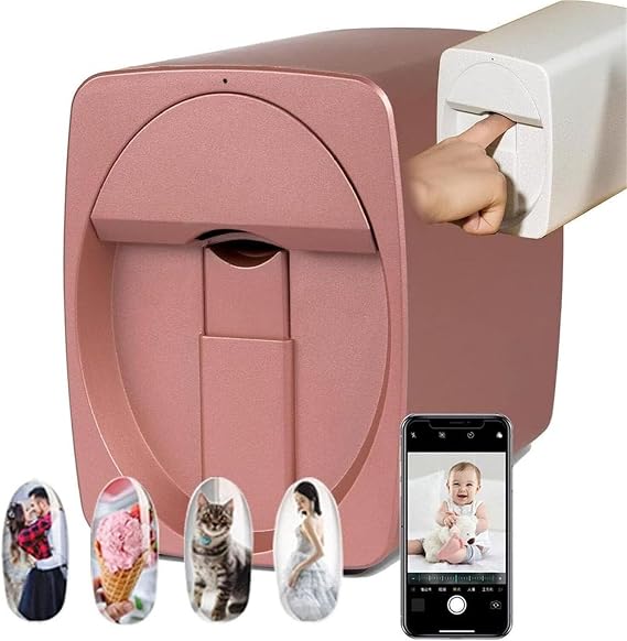 AYGJKIE 3D Nail Printer Machine Nail Design Machine Printer that w/Over 1000 Pictures of Nail Nail Art Machine(Light Blue)