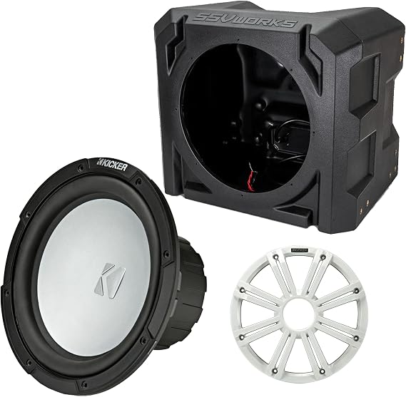KICKER 45KM102 10 in White LED Subwoofer SSV Enclosure Bundle